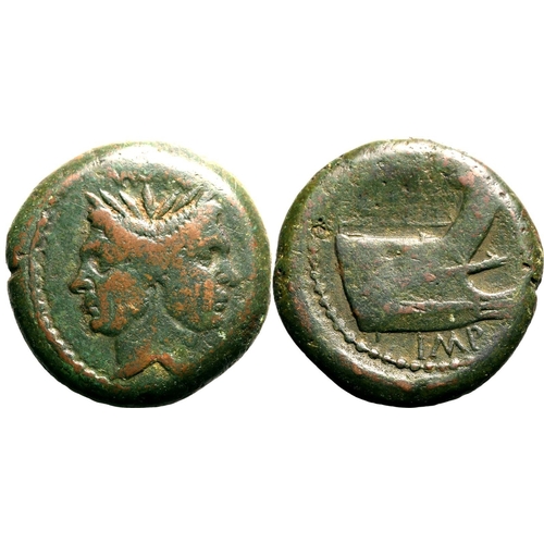 4 - About Very Fine | ROMAN REPUBLIC & IMPERATORIAL. Sextus Pompey. Bronze as, circa 43-36 BC. Uncer... 