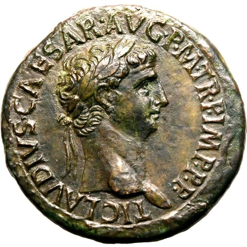 42 - Extremely Fine; smoothed | ROMAN EMPIRE. Claudius. Bronze sestertius, AD 41-50. Rome. Obv: TI CLAVDI... 