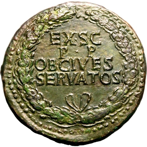 42 - Extremely Fine; smoothed | ROMAN EMPIRE. Claudius. Bronze sestertius, AD 41-50. Rome. Obv: TI CLAVDI... 