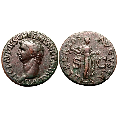 43 - Very Fine; boasting an attractive green/brown patina | ROMAN EMPIRE. Claudius. Bronze as, AD 50-54. ... 