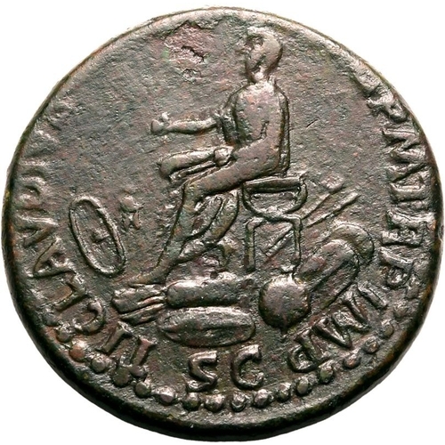 45 - Very Fine; a stunning green patina | ROMAN EMPIRE. Nero Claudius Drusus (father of Claudius). Bronze... 