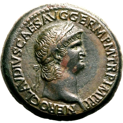 47 - Extremely Fine; an outstanding bronze | ROMAN EMPIRE. Nero. Bronze sestertius, AD 62-68. Uncertain B... 