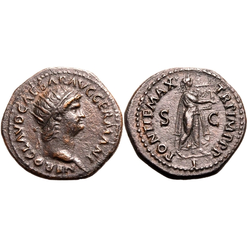 48 - Good Very Fine; featuring a well-detailed rev | ROMAN EMPIRE. Nero. Bronze as, AD 64. Rome. Obv: NER... 