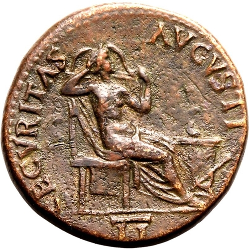 49 - Good Very Fine; a quintessential, vivid portrait of Nero | ROMAN EMPIRE. Nero. Bronze dupondius, AD ... 