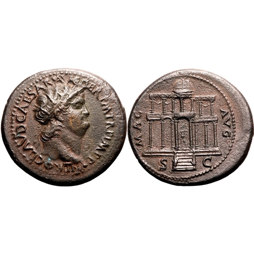 52 - Good Very Fine; grainy surfaces, full design retained | ROMAN EMPIRE. Nero. Bronze dupondius, AD 65.... 