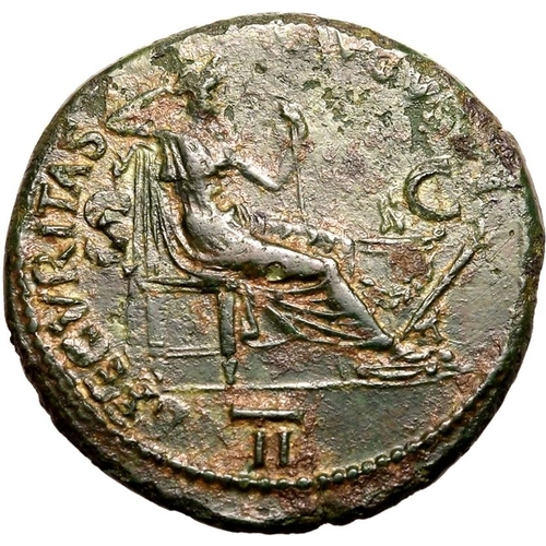 53 - About Extremely Fine; delamination to rev., beautiful green patina | ROMAN EMPIRE. Nero. Bronze dupo... 