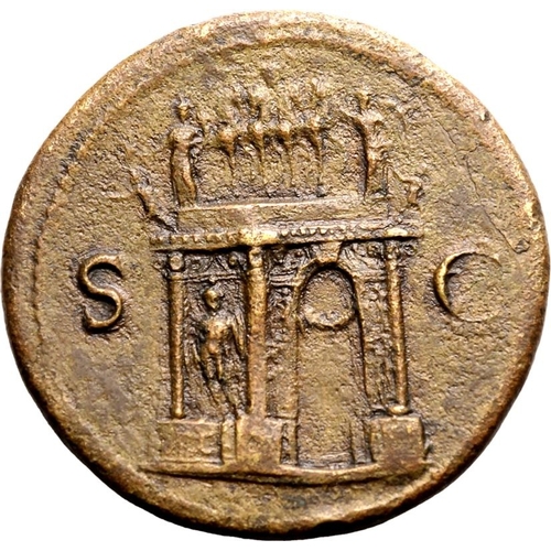 54 - Good Very Fine; excellent detail to rev., a fine patina | ROMAN EMPIRE. Nero. Bronze sestertius, AD ... 