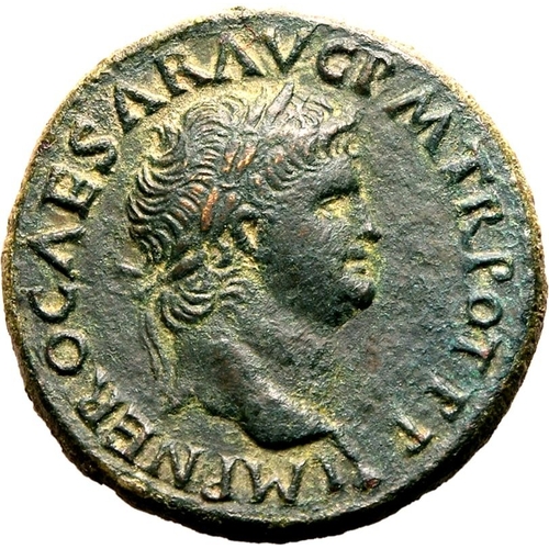 58 - Very Fine | ROMAN EMPIRE. Nero. Bronze dupondius or as, AD 65-66. Lugdunum. Obv: IMP NERO CAESAR AVG... 