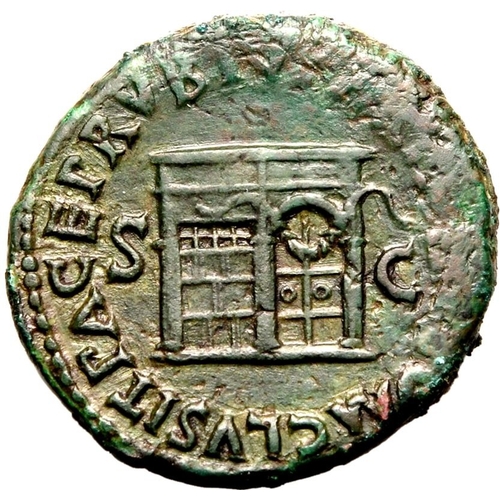 59 - Good Very Fine; areas of weakness, beautiful green patina | ROMAN EMPIRE. Nero. Bronze as, AD 66. Ro... 