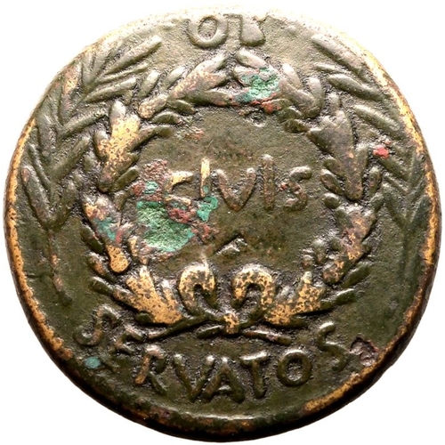 6 - Very Fine; minor corrosion to obv., splendid brown patina | ROMAN EMPIRE. Augustus. Bronze sestertiu... 