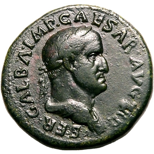 67 - Good Very Fine | ROMAN EMPIRE. Galba. Bronze dupondius, AD 68. Rome. Obv: SER GALBA IMP CAESAR AVG T... 