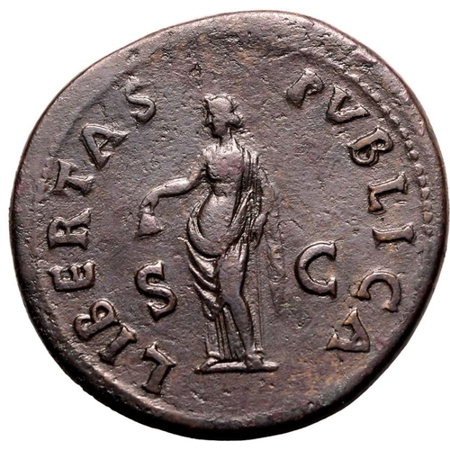 68 - About Good Very Fine; impressive portrait with dark brown patina | ROMAN EMPIRE. Galba. Bronze seste... 