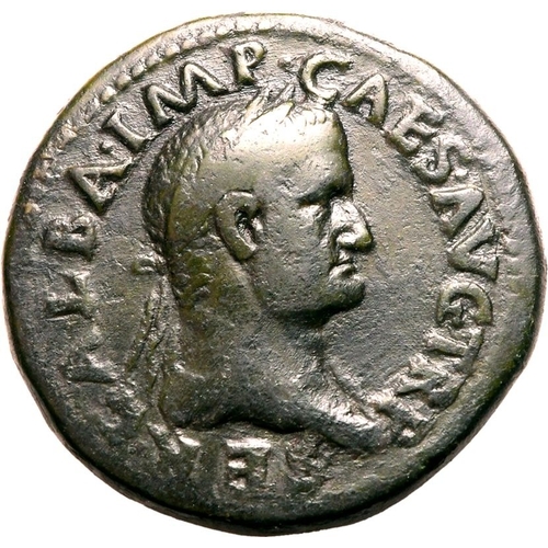 70 - About Very Fine; clear portrait | ROMAN EMPIRE. Galba. Bronze sestertius, AD 68. Rome. Obv: IMP SER ... 