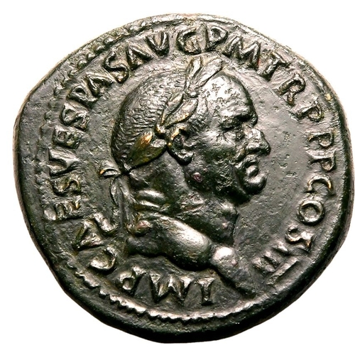 79 - Extremely Fine; an outstanding bronze, boasting a glistening dark green patina | ROMAN EMPIRE. Vespa... 