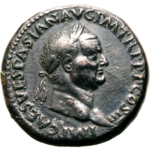 80 - Good Very Fine; light smoothing, wonderfully detailed rev | ROMAN EMPIRE. Vespasian. Bronze sesterti... 