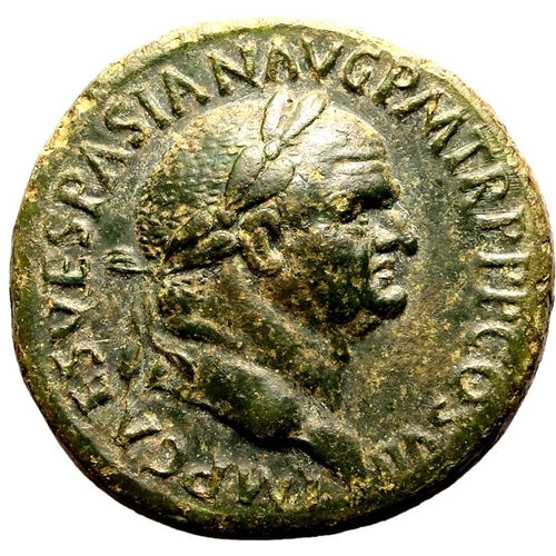 87 - Good Very Fine; an expressive portrait of Vespasian | ROMAN EMPIRE. Vespasian. Bronze sestertius, AD... 