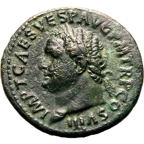 90 - Good Very Fine; good detail beneath uneven surfaces | ROMAN EMPIRE. Titus. Bronze as, AD 80-81. Rome... 