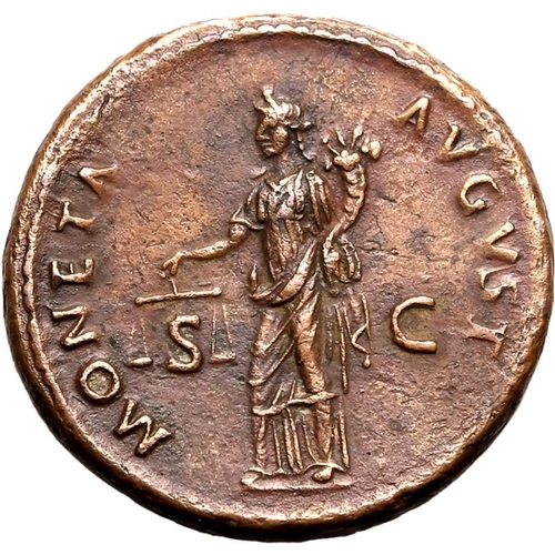 97 - Extremely Fine; an impressive example of the type | ROMAN EMPIRE. Domitian. Bronze as, AD 85. Rome. ... 