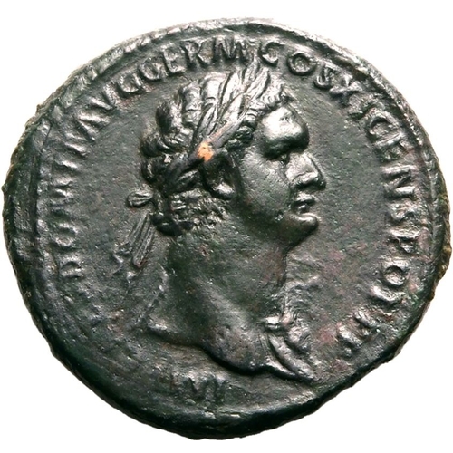 98 - Good Very Fine | ROMAN EMPIRE. Domitian. Bronze as, AD 85. Rome. Obv: IMP CAES DOMIT AVG GERM COS XI... 