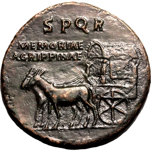 28 - Extremely Fine; smoothed | ROMAN EMPIRE. Agrippina Senior. Bronze sestertius, AD 37-41. Rome. Obv: A... 