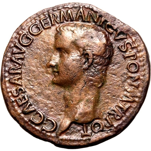 30 - About Extremely Fine; smoothed and tooled | ROMAN EMPIRE. Caligula. Bronze as, AD 37-38. Rome. Obv: ... 