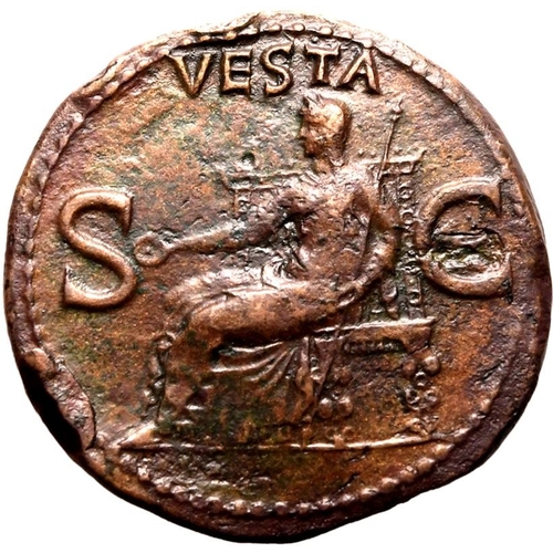 30 - About Extremely Fine; smoothed and tooled | ROMAN EMPIRE. Caligula. Bronze as, AD 37-38. Rome. Obv: ... 