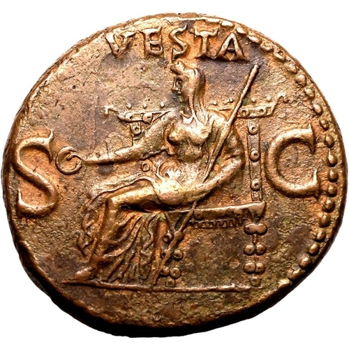 31 - Extremely Fine; an impressive example | ROMAN EMPIRE. Caligula. Bronze as, AD 37-38. Rome. Obv: C CA... 