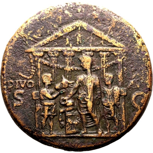 32 - Very Fine; stripped and heavily cleaned | ROMAN EMPIRE. Caligula. Bronze sestertius, AD 37-38. Rome.... 