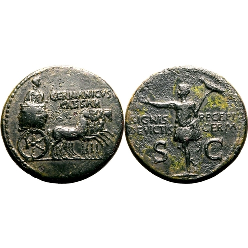 34 - Very Fine | ROMAN EMPIRE. Germanicus (father of Caligula). Bronze dupondius, AD 37-41. Rome. Obv: GE... 