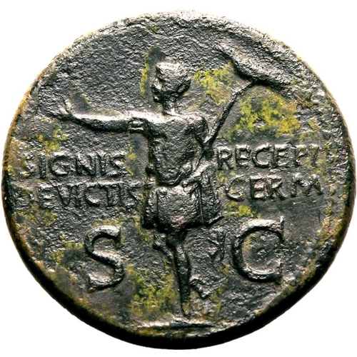 34 - Very Fine | ROMAN EMPIRE. Germanicus (father of Caligula). Bronze dupondius, AD 37-41. Rome. Obv: GE... 