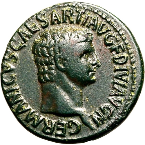 36 - About Good Very Fine; attractive green patina | ROMAN EMPIRE. Germanicus (brother of Claudius). Bron... 