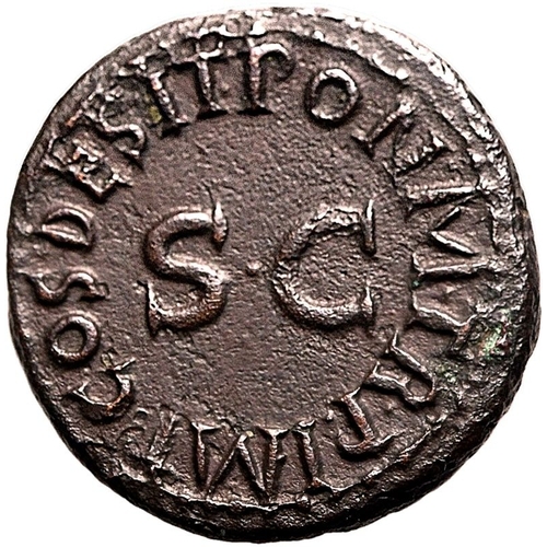 37 - Good Very Fine | ROMAN EMPIRE. Claudius. Bronze quadrans, AD 41. Rome. Obv: TI CLAVDIVS CAESAR AVG, ... 