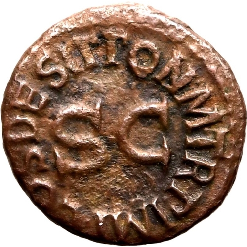 38 - About Very Fine; slightly wavy flan | ROMAN EMPIRE. Claudius. Bronze quadrans, AD 41. Rome. Obv: TI ... 