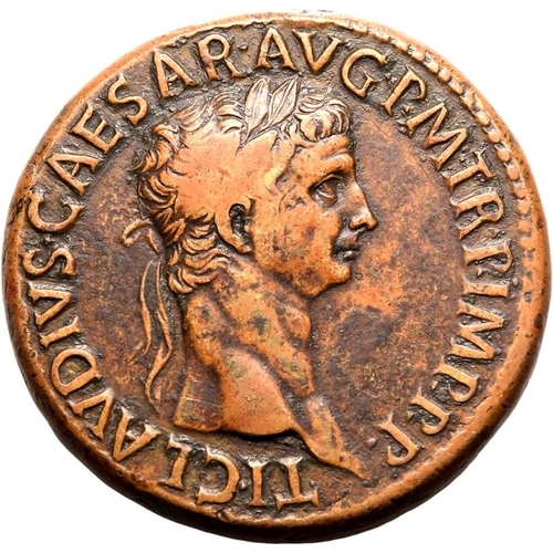 39 - Good Very Fine; smoothed, medallic in appearance | ROMAN EMPIRE. Claudius. Bronze sestertius, AD 41-... 