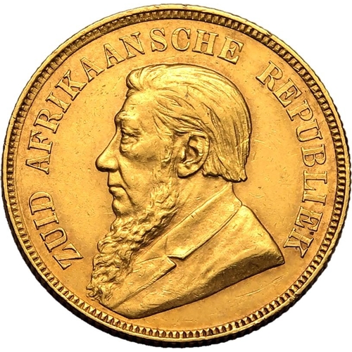 112 - SOUTH AFRICA. Paul Kruger, president, 1883-1900. Gold pond, 1898. Pretoria. single shaft. Bust of Pr... 