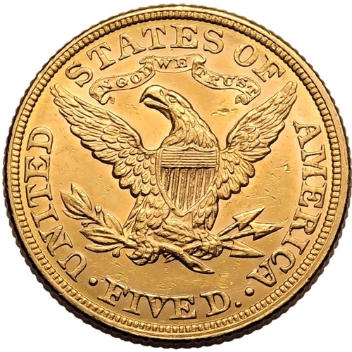 144 - UNITED STATES. HALF EAGLE. Coronet Head, 1839-1908. Gold 5 dollars, 1880. Philadelphia. Coronet head... 