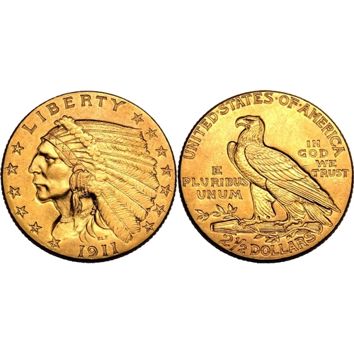 147 - UNITED STATES. QUARTER EAGLE. Indian Head, 1908-29. Gold 2 1/2 dollars, 1911. Philadelphia. Native A... 