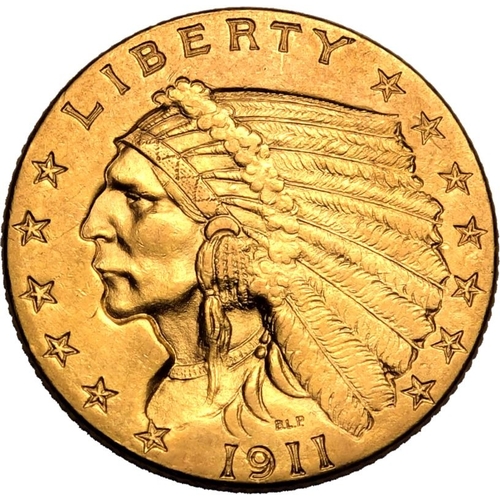 147 - UNITED STATES. QUARTER EAGLE. Indian Head, 1908-29. Gold 2 1/2 dollars, 1911. Philadelphia. Native A... 