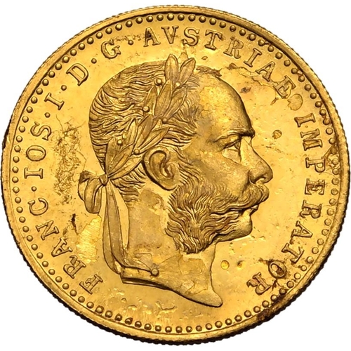 15 - AUSTRIA. HABSBURG. Franz Joseph I. Gold 1 ducat, 1915. Restrike. Franz Joseph facing right; FRANC&mi... 