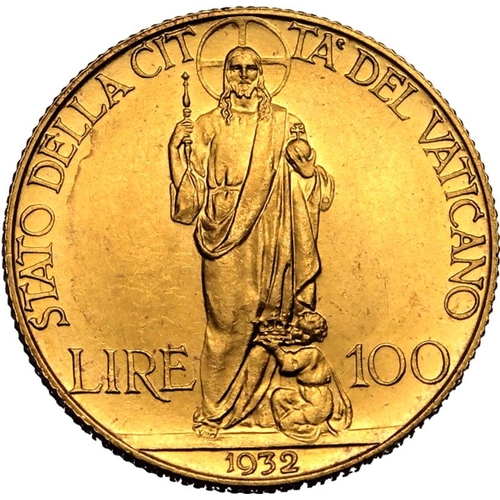 151 - VATICAN CITY STATE. Gold 100 lire, 1932. Bust of Pius XI facing right; inscription: 'PIVS·XI&... 