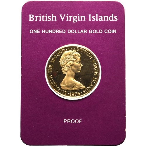 16 - BRITISH VIRGIN ISLANDS. Elizabeth II, 1952-2022. Gold 100 dollars, 1976. The Franklin Mint. 50th Bir... 