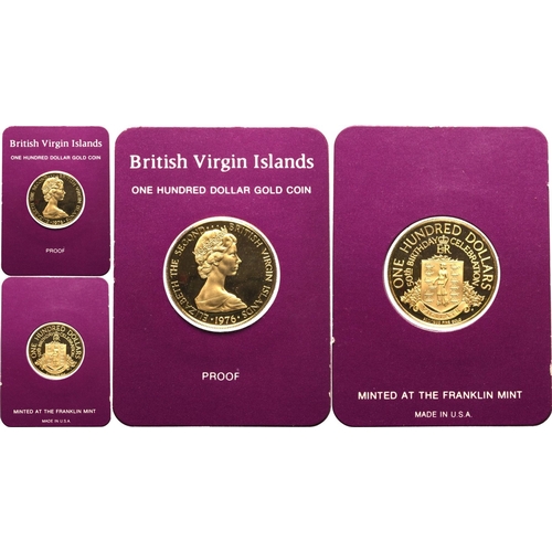 16 - BRITISH VIRGIN ISLANDS. Elizabeth II, 1952-2022. Gold 100 dollars, 1976. The Franklin Mint. 50th Bir... 