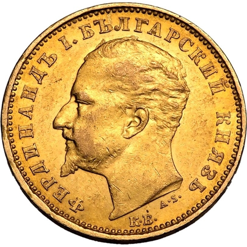 17 - BULGARIA. Ferdinand I, 1887-1918. Gold 20 lewa, 1894. Kremnica. Bust of Ferdinand I, 'A.S.' below. C... 