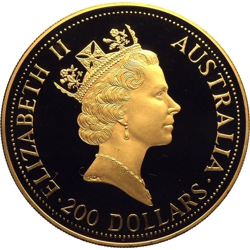 2 - AUSTRALIA. Elizabeth II, 1952-2022. Gold 200 dollars, 1993. Perth Mint. Proof. Australian Nugget Lar... 