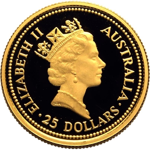 3 - AUSTRALIA. Elizabeth II, 1952-2022. Gold 25 dollars, 1993. Perth. Proof. The Australian Nugget - Gol... 