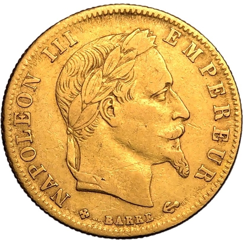 57 - FRANCE. Napoleon III, 1852-1870. Gold 5 francs, 1863 BB. Strasbourg. Napoleon III. Bust of Napoleon ... 