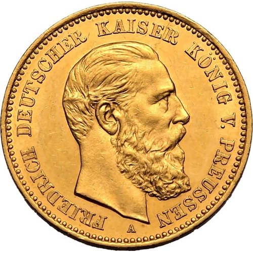 73 - GERMANY. PRUSSIA. Gold 10 mark, 1888 A. Berlin. Friedrich III. Friedrich III, German Emperor and Kin... 