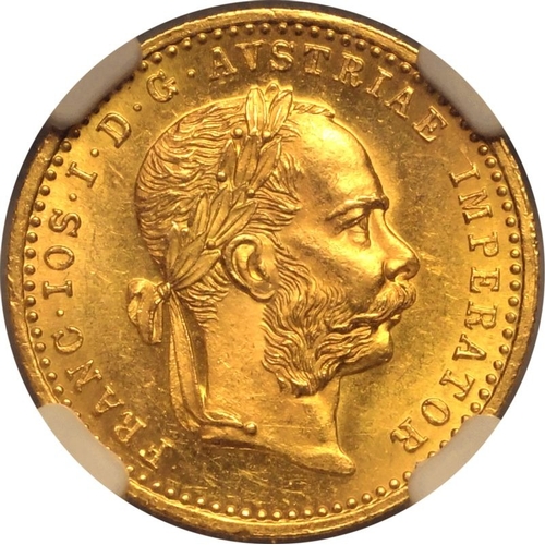 9 - AUSTRIA. HABSBURG. Franz Joseph I. Gold 1 ducat, 1914. Franz Joseph facing right; FRANC·IOS&m... 