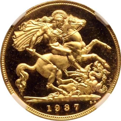 26 - UNITED KINGDOM. George VI, 1936-52. Gold half-sovereign, 1937. Royal Mint. Proof. Issued in the four... 