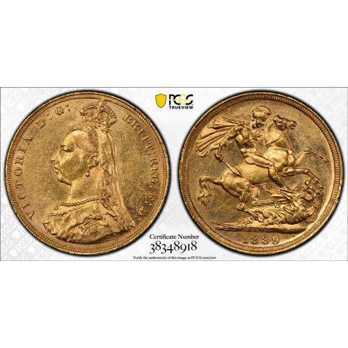 30 - AUSTRALIA. Victoria, 1837-1901. Gold sovereign, 1889 M. Melbourne. First Legend. Jubilee bust left, ... 